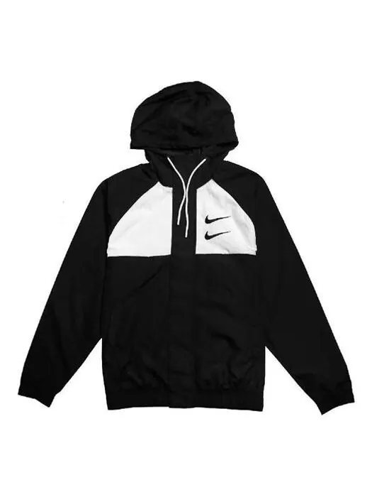 Куртка Nike Sportswear Swoosh Men's Woven Hooded Jacket 'Black' — изображение 1 из 4, черный