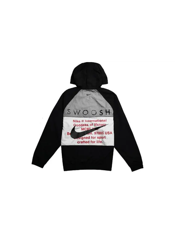 Куртка Nike Sportswear Swoosh Men's Woven Hooded Jacket 'Black' — изображение 2 из 4, черный