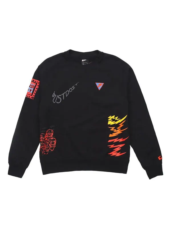 Толстовка Nike Sportswear NSW 3M Reflective Graffiti Printing Round Neck Pullover Black — изображение 1 из 4, черный