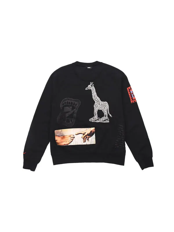 Толстовка Nike Sportswear NSW 3M Reflective Graffiti Printing Round Neck Pullover Black — изображение 2 из 4, черный