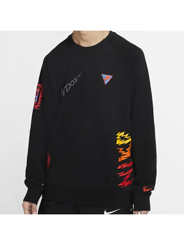 Толстовка Nike Sportswear NSW 3M Reflective Graffiti Printing Round Neck Pullover Black — изображение 3 из 4, черный