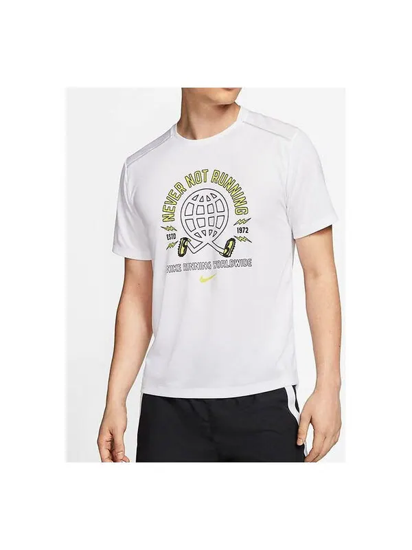 Футболка Miler Wild Run Earth Printing с коротким рукавом Nike — изображение 1 из 4, белый