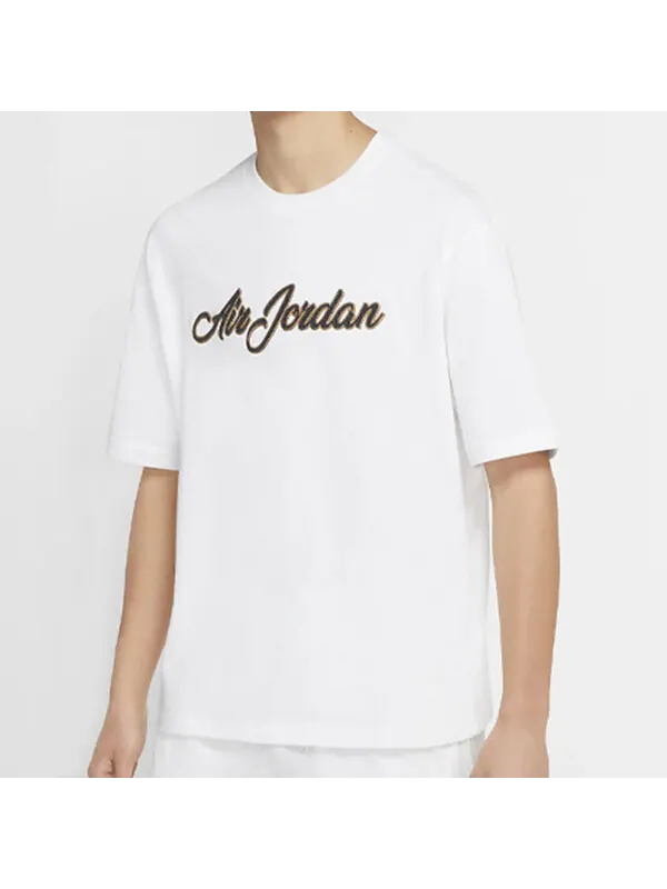 Футболка с вышитым логотипом, круглым вырезом и коротким рукавом, Air Jordan — изображение 3 из 4, белый