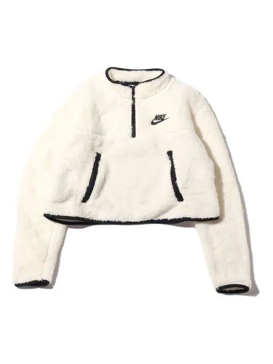 Куртка спортивная как спортивная одежда flc qz crop плюшевая куртка белая Nike — изображение 1 из 4, белый