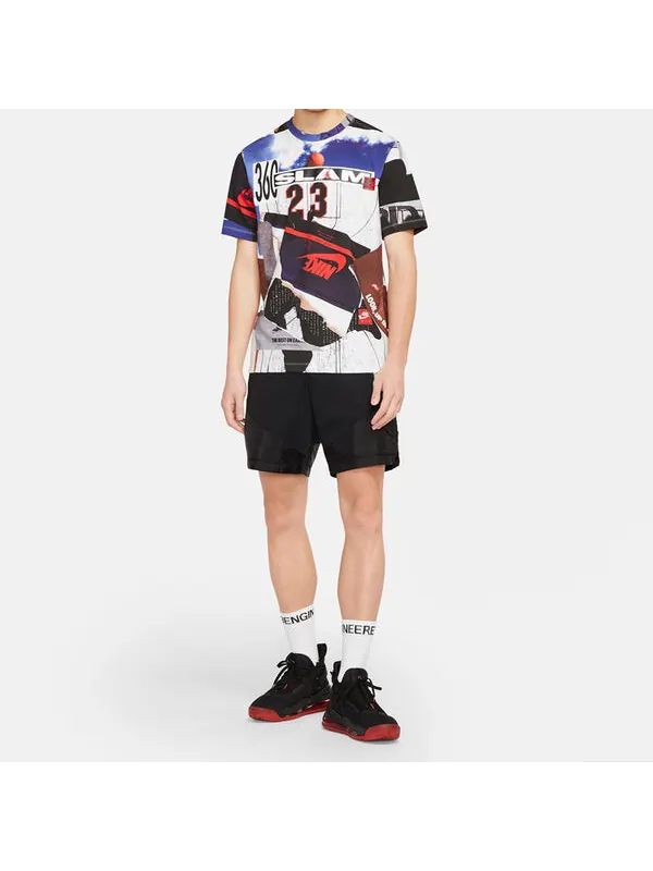 Футболка Air Jordan PHOTO Sports Training Round Neck 'White Black' — изображение 3 из 4, белый/черный