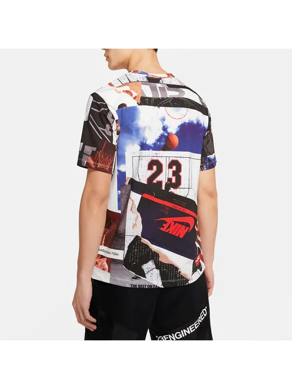 Футболка Air Jordan PHOTO Sports Training Round Neck 'White Black' — изображение 4 из 4, белый/черный