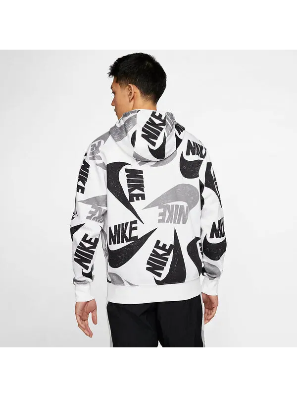 Толстовка спортивная одежда клубный свитер толстовка с капюшоном Nike — изображение 2 из 3, белый/черный