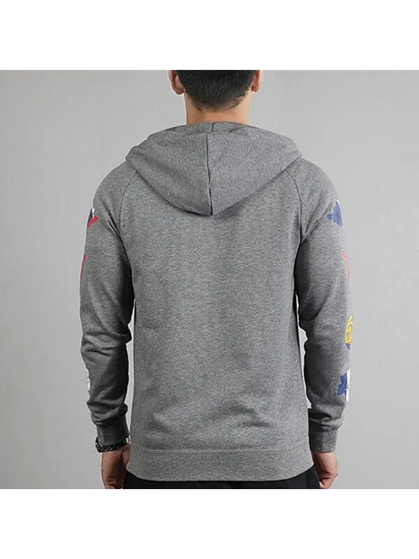 Куртка Men's Air Jordan Colorful Logo Zipper Gray Hooded Jacket — изображение 4 из 4, серый