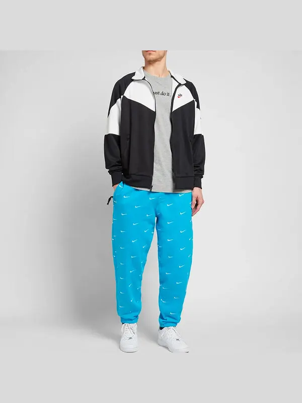 Брюки Men's Nike NRG Swoosh Logo Full Print Straight Sports Pants/Trousers/Joggers Blue — изображение 2 из 4, синий