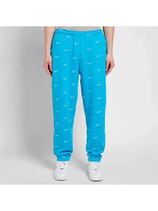 Брюки Men's Nike NRG Swoosh Logo Full Print Straight Sports Pants/Trousers/Joggers Blue — изображение 3 из 4, синий