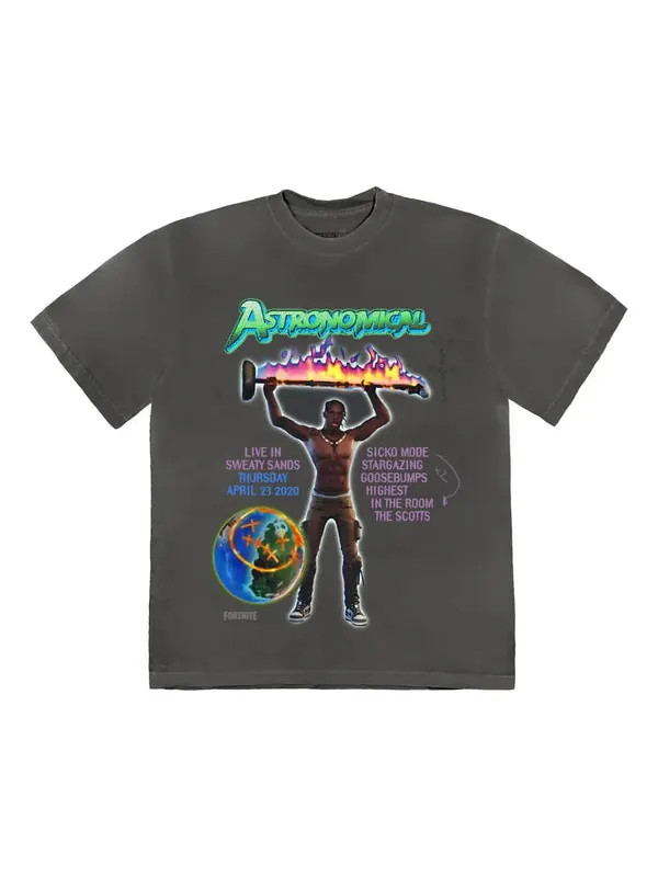 Футболка back bling t-shirt 'washed black' Travis Scott — изображение 1 из 2, черный/серый