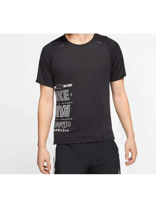 Футболка rise 365 future fast run running short sleeve black Nike — изображение 3 из 4, черный