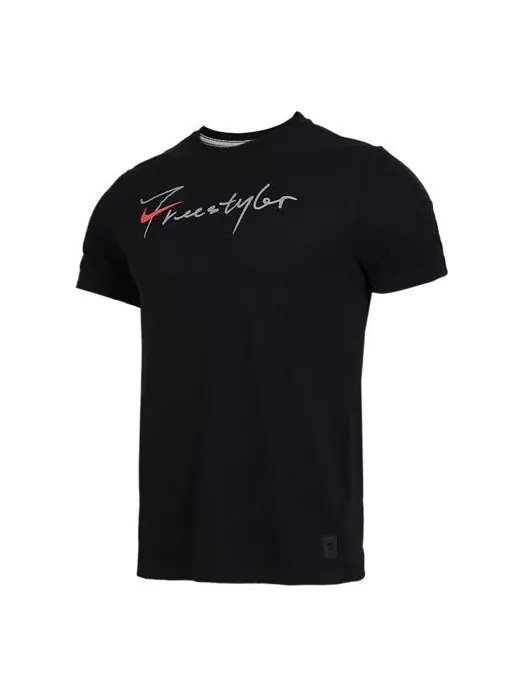 Футболка back large logo printing freestyle sports short sleeve black Nike — изображение 1 из 3, черный