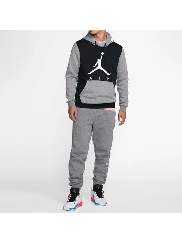 Толстовка Men's Air Jordan JUMPMAN AJ Large LOGO Gray Black Pullover 'Grey Black' — изображение 4 из 4, серый/черный