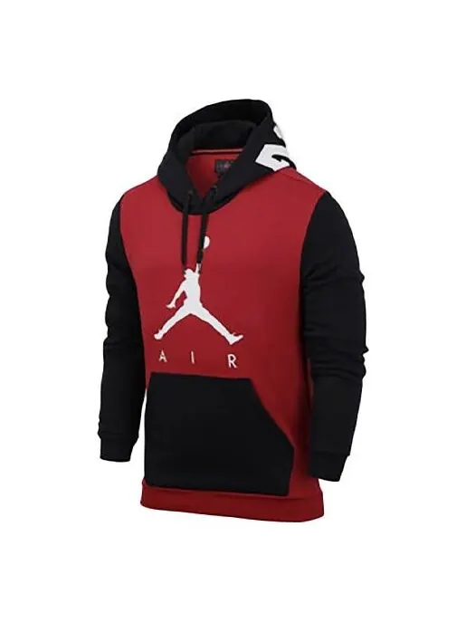 Толстовка Air Jordan Colorblock Printing Logo hooded Fleece Lined Sports Red — изображение 1 из 1, красный