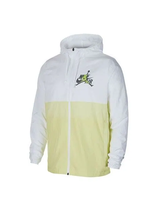 Куртка Air Jordan Alphabet Printing Basketball Sports Hooded Jacket White Yellow — изображение 1 из 2, белый/желтый