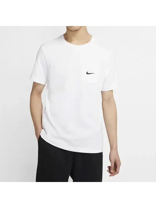 Футболка pocket air logo solid color short sleeve white Nike — изображение 3 из 4, белый