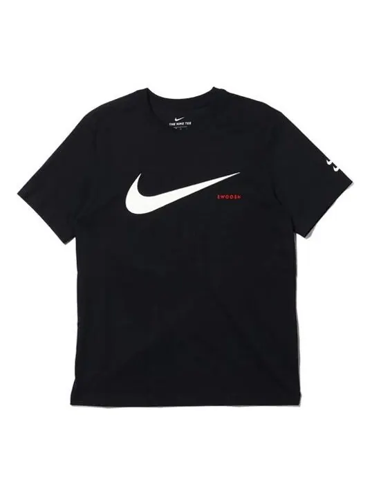 Футболка swoosh logo double hook half-sleeved black Nike — изображение 1 из 4, черный