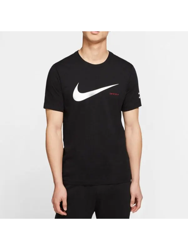 Футболка swoosh logo double hook half-sleeved black Nike — изображение 3 из 4, черный
