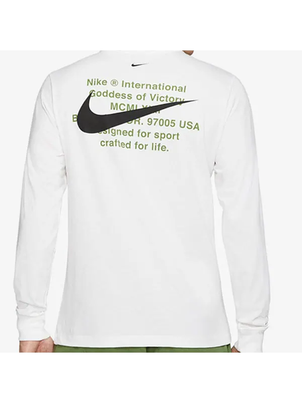 Футболка sportswear swoosh ls tee us edition round neck long sleeves white Nike — изображение 4 из 4, белый
