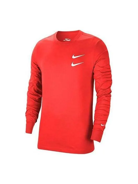 Футболка sportswear swoosh ls tee round neck long sleeves us edition red Nike — изображение 1 из 2, красный