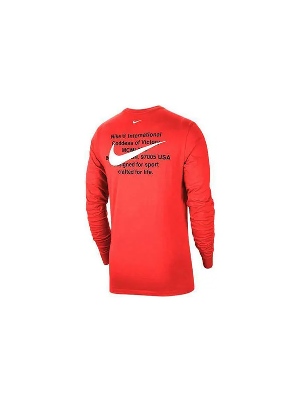 Футболка sportswear swoosh ls tee round neck long sleeves us edition red Nike — изображение 2 из 2, красный