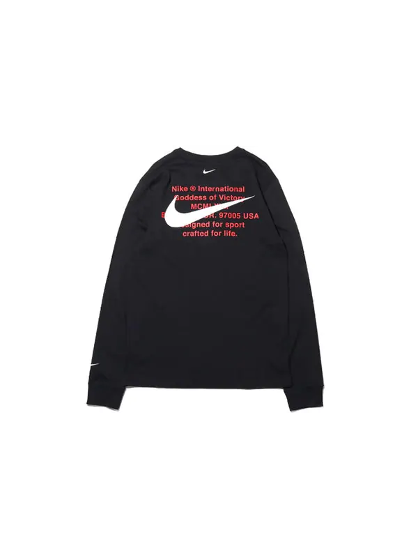 Футболка casual sports round neck long sleeves black Nike — изображение 2 из 4, черный