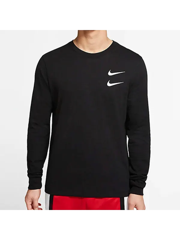 Футболка casual sports round neck long sleeves black Nike — изображение 3 из 4, черный