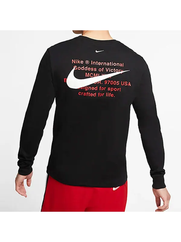 Футболка casual sports round neck long sleeves black Nike — изображение 4 из 4, черный