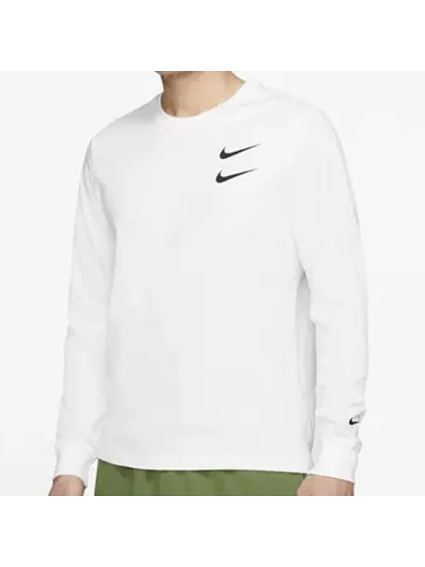 Футболка Nike Tee White Men's Long-Sleeve Nike Sportswear Swoosh — изображение 3 из 4, белый