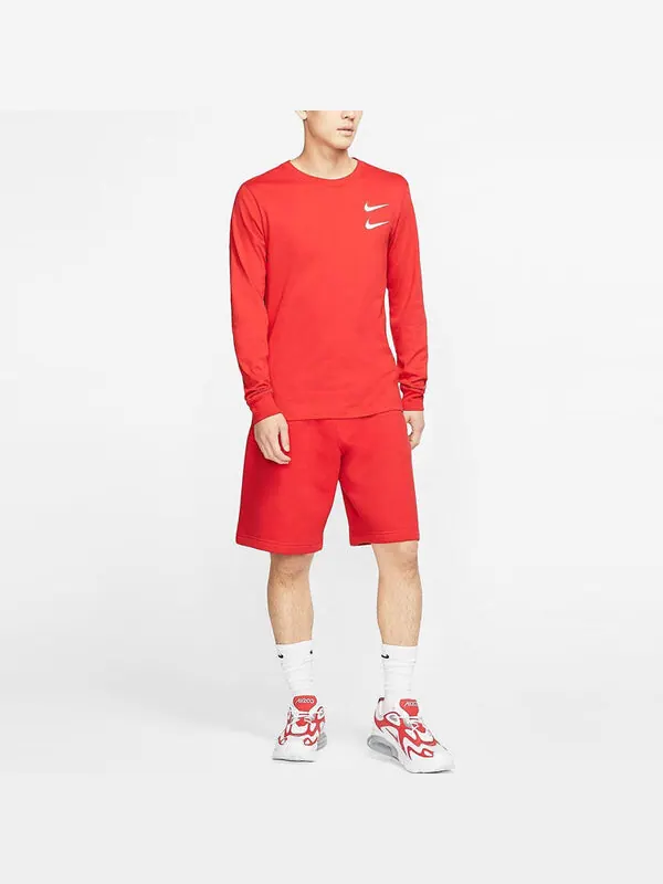 Футболка men's printing round neck long sleeves red t-shirt Nike — изображение 3 из 4, красный