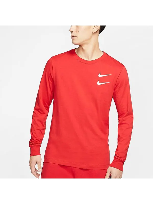 Футболка men's printing round neck long sleeves red t-shirt Nike — изображение 4 из 4, красный