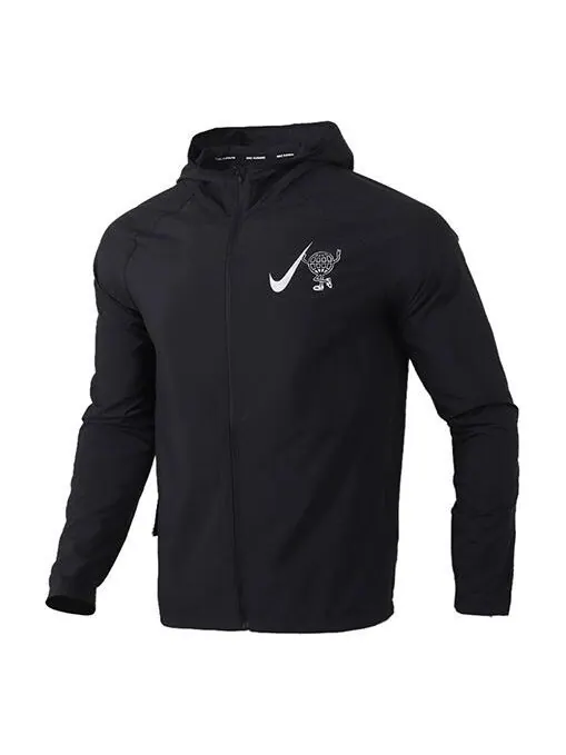 Куртка Nike Essential Wild Run Full-length zipper Cardigan hooded Running Jacket Black — изображение 1 из 4, черный