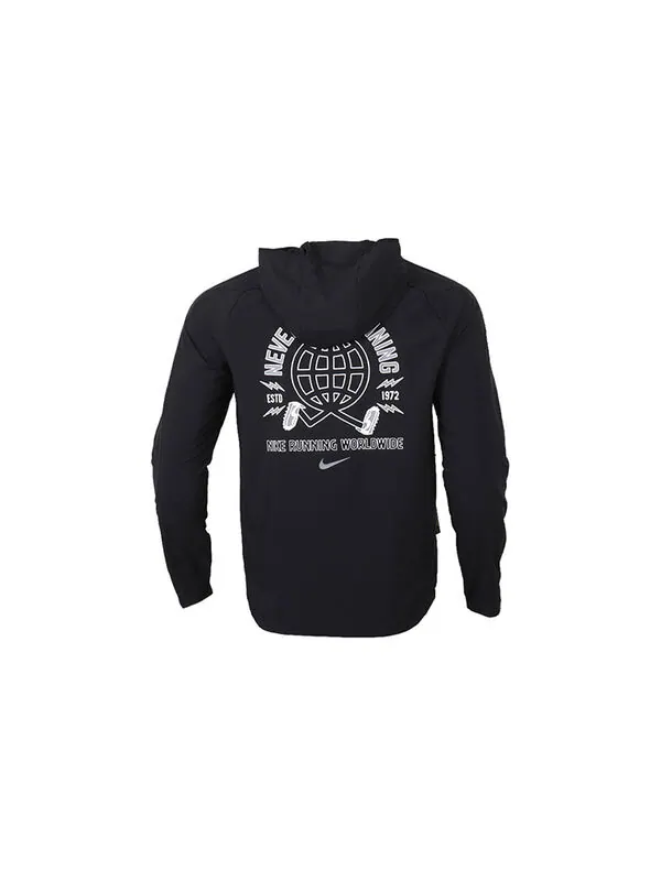 Куртка Nike Essential Wild Run Full-length zipper Cardigan hooded Running Jacket Black — изображение 2 из 4, черный