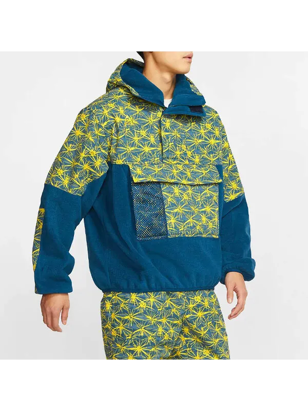 Куртка Nike Printing Splicing Big Pocket Pullover polar fleece Hooded Jacket Green — изображение 2 из 3, зеленый