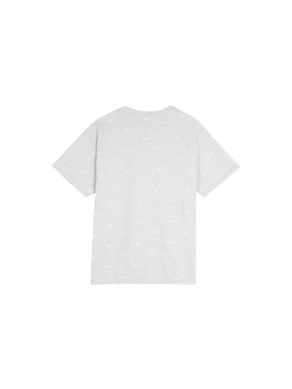 Футболка men's nrg swoosh logo tee full print logo embroidered short sleeve gray t-shirt Nike — изображение 2 из 2, серый