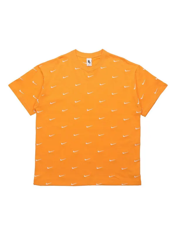 Футболка men's nrg swoosh logo tee full print logo embroidered short sleeve yellow t-shirt Nike — изображение 1 из 2, желтый