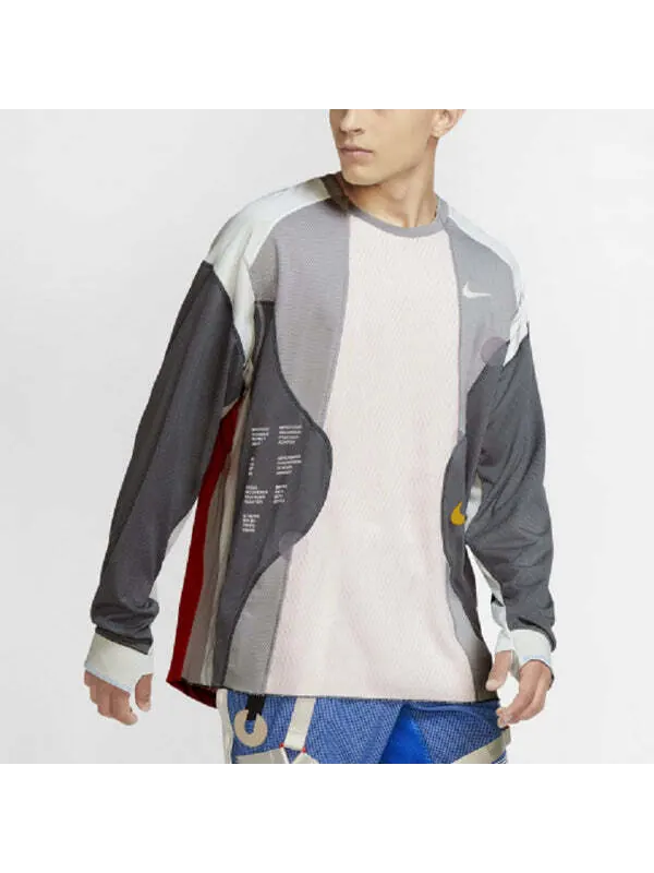 Футболка Nike Mens ISPA Dri-Fit Long-Sleeve Top 'Grey Summit White Red' — изображение 4 из 4, серый/белый/красный
