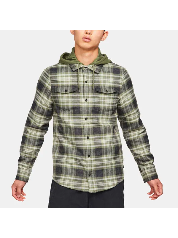 Куртка Nike SB Skateboard flannel Skateboard Plaid Contrasting Colors Hooded Jacket Olive Green — изображение 2 из 3, мульти