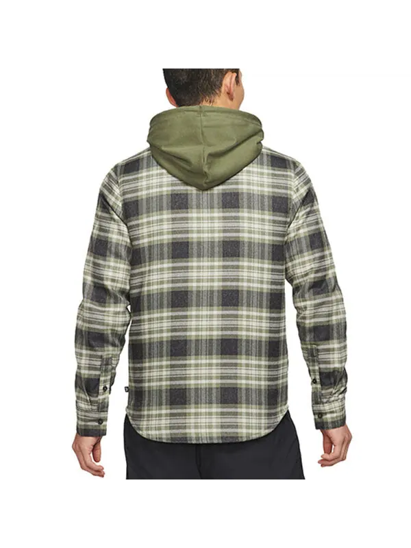 Куртка Nike SB Skateboard flannel Skateboard Plaid Contrasting Colors Hooded Jacket Olive Green — изображение 3 из 3, мульти