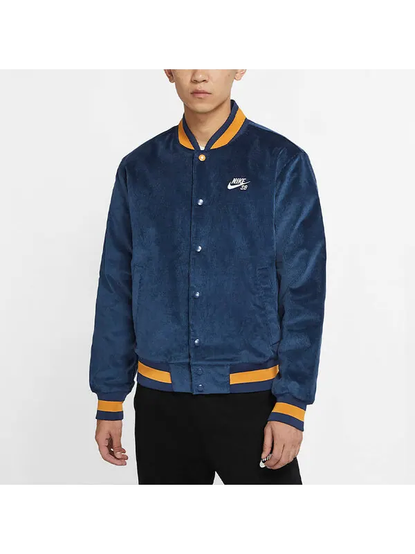 Куртка Nike SB Skateboard corduroy Skateboard Sports Logo Jacket Navy Blue Dark — изображение 3 из 4, темный