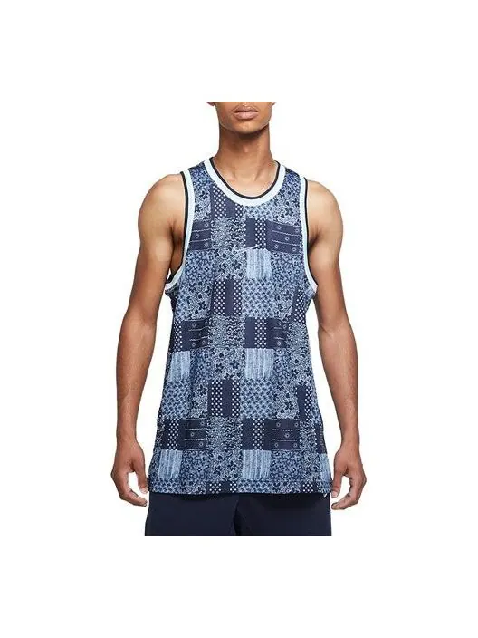 Спортивная футболка dri-fit dna knit quick dry plaid casual basketball jersey blue Nike — изображение 1 из 3, синий