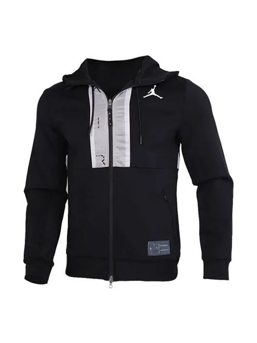 Куртка Air Jordan Casual Sports Hooded Jacket 'Black Light Grey' — изображение 1 из 4, черный