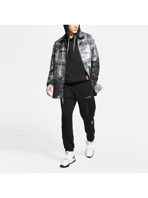 Куртка kyrie свободные спортивные принтованные клетчатые тканые Куртка Nike — изображение 4 из 4, черный/серый