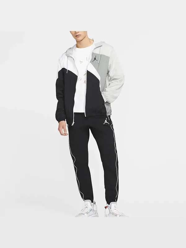 Куртка Air Jordan Jumpman Wave Asymmetric Logo Pattern Splicing Woven Jacket Black Gray — изображение 3 из 3, серый