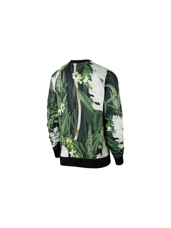Толстовка Nike Just Do It Floral Crew 'Green White' — изображение 2 из 4, зеленый/мульти