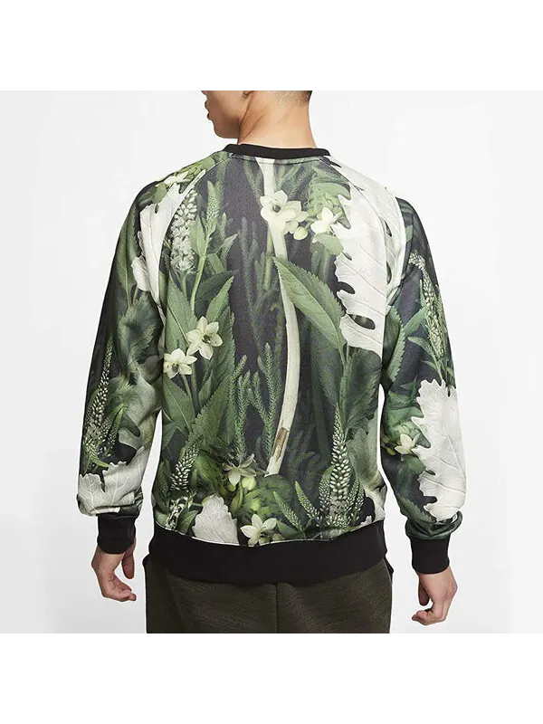 Толстовка Nike Just Do It Floral Crew 'Green White' — изображение 4 из 4, зеленый/мульти