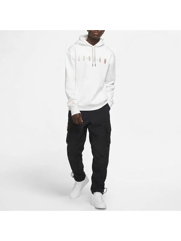 Толстовка Air Jordan Sport DNA Solid Color Fleece Lined hooded Pullover Sports White — изображение 3 из 4, белый