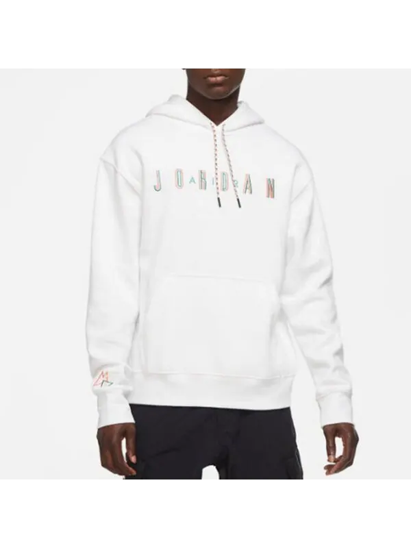 Толстовка Air Jordan Sport DNA Solid Color Fleece Lined hooded Pullover Sports White — изображение 4 из 4, белый