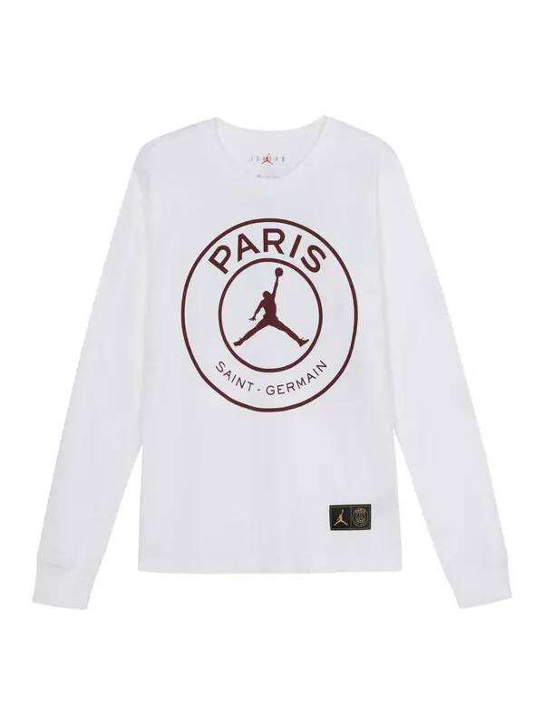Футболка Paris Saint Germain с принтом логотипа, длинные рукава, Air Jordan — изображение 1 из 4, белый